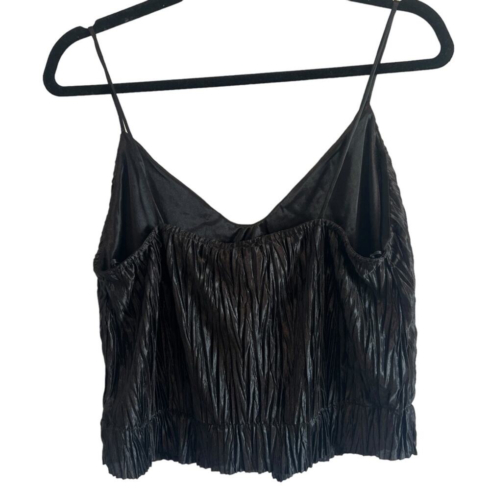 NWT Zara Crinkled Peplum Crop Top Size L Black - Picture 3 of 6
